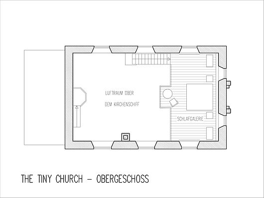 Grundriss des Obergeschosses der Tiny Church
